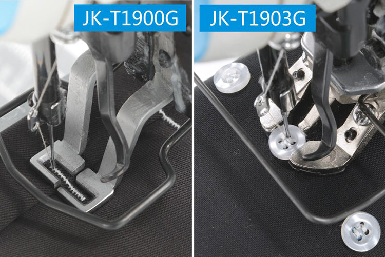 Jack JK-T1900GH: Heavy Duty, Computerized, Direct Drive, Lockstitch, Bartack Machine with Box Clamp (30mm x 40mm)