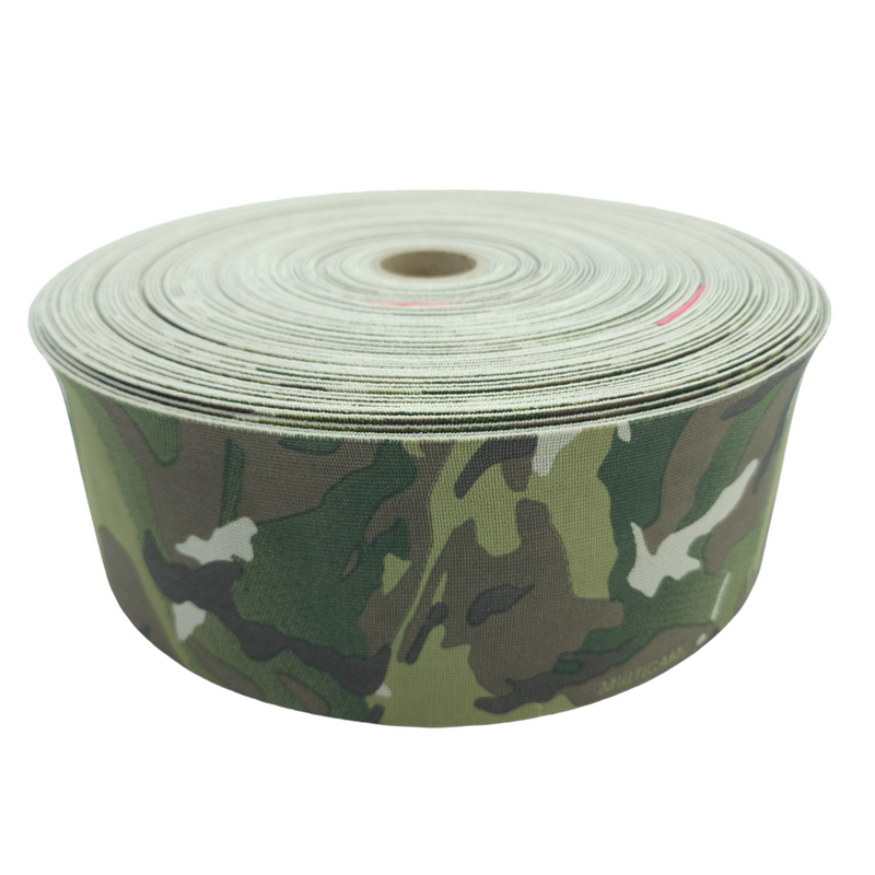 Elastic, 4 Inch (102mm), MIL-W-5664, Multicam Print, Single Sided, PER YARD