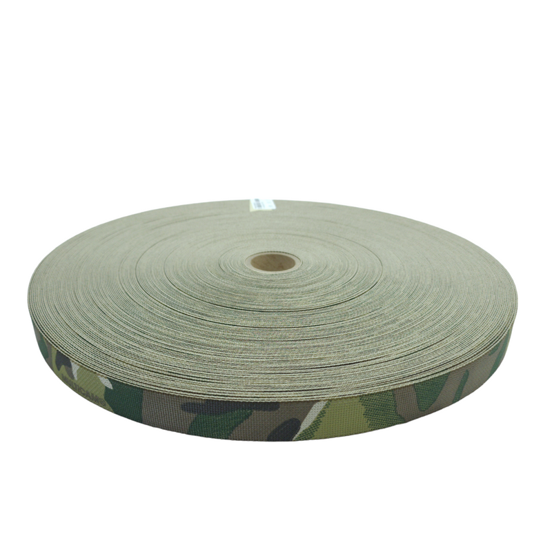 Webbing, 1 Inch (25mm), MIL A-A-W-55301, Multicam Print, Single Sided, PER YARD