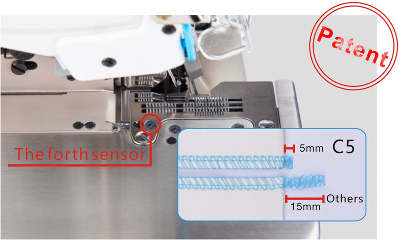 C5S-6: Computerized, Direct Drive, Triple Needle Overlock with Suction (Safety Stitch)